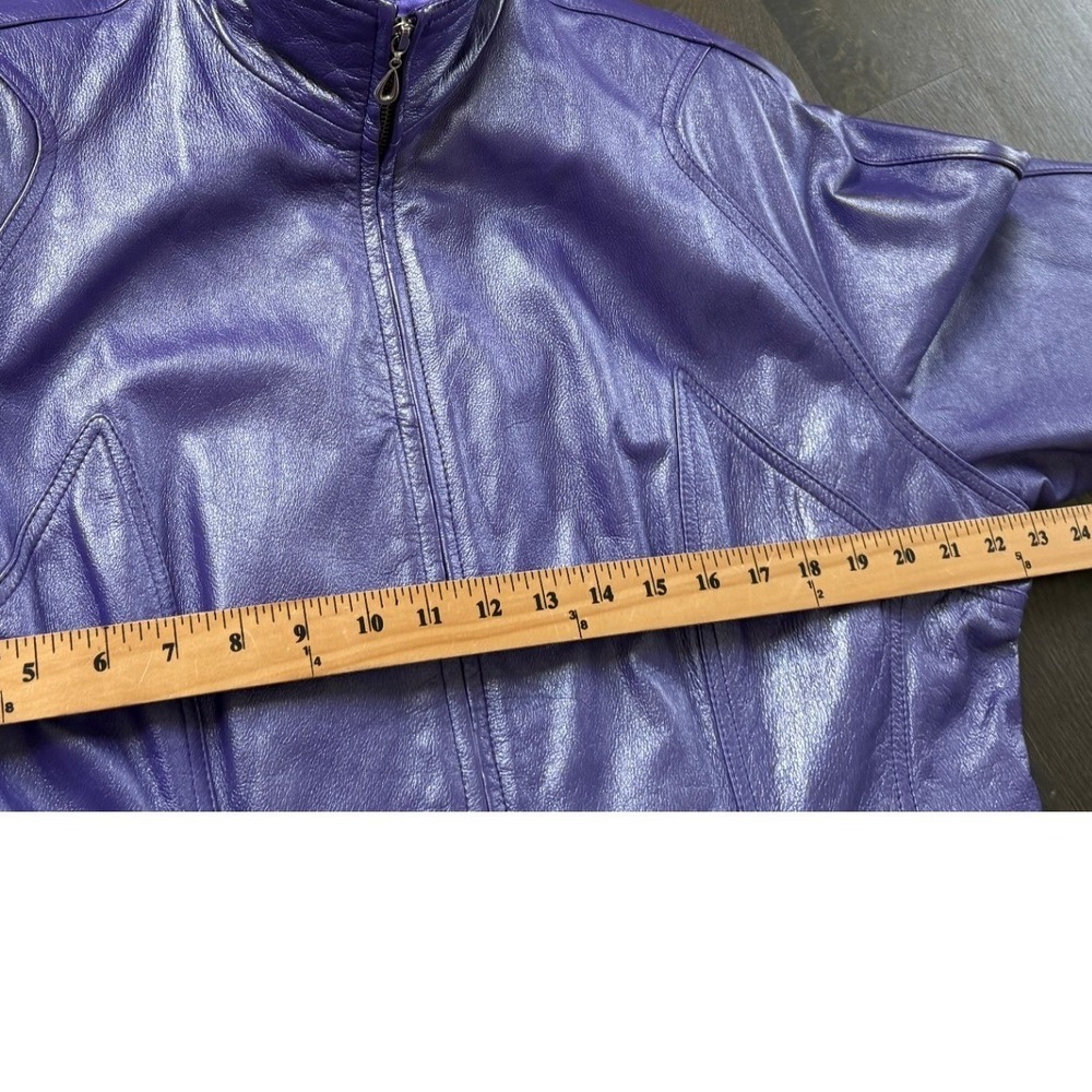 NEw Vintage Y2K Wilsons Leather Jacket Limited Edition Metallic Purple Mock XL - Picture 10 of 13